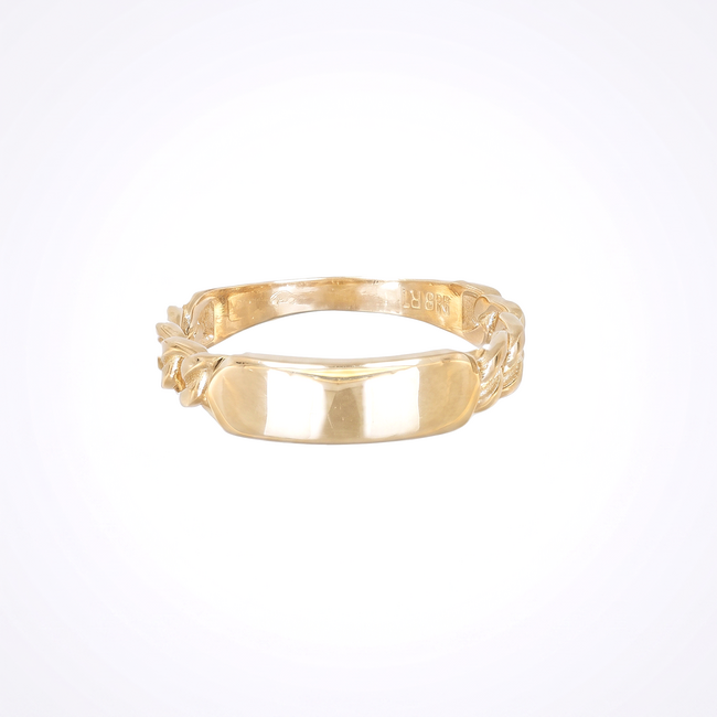 Stoere gouden Graveer Ring met Schakel Details