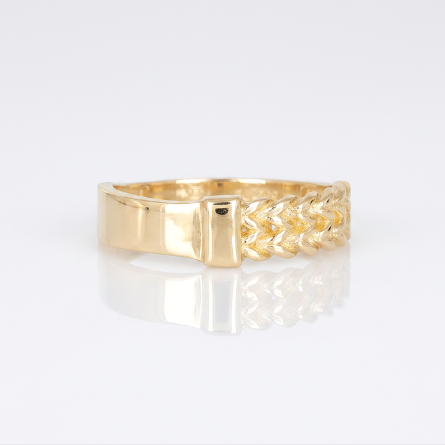 14 Karaat Geelgouden Ring met Schakel Design