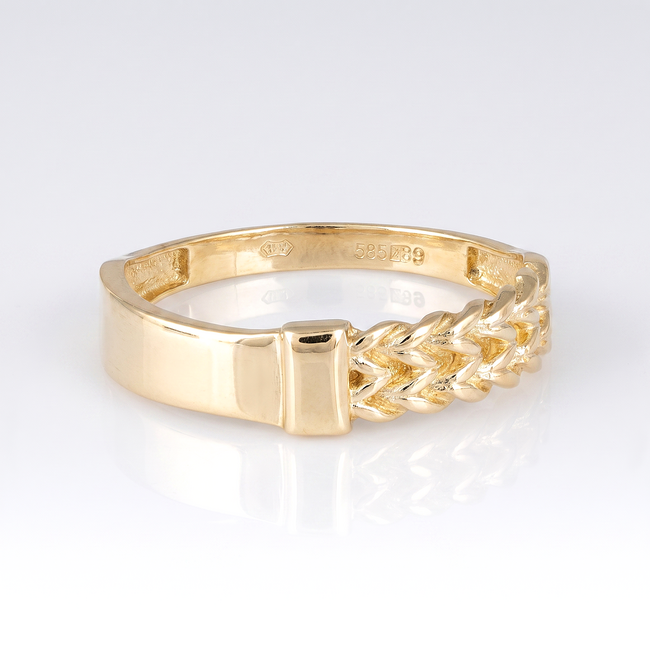 14 Karaat Geelgouden Ring met Schakel Design