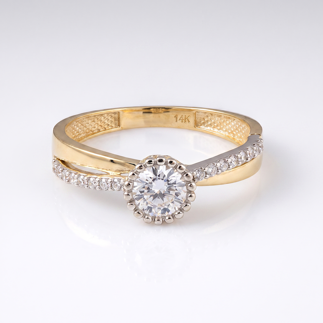 Luxe gouden Ring met Centrale Zirkonia Steen