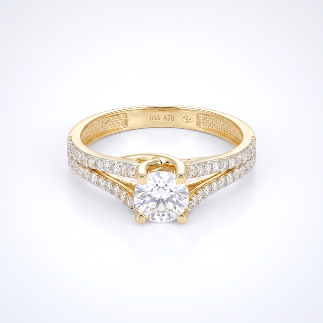 Gouden dubbele pavé ring met middensteen