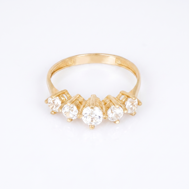 Gouden trinity ring met fonkelende zirkonia