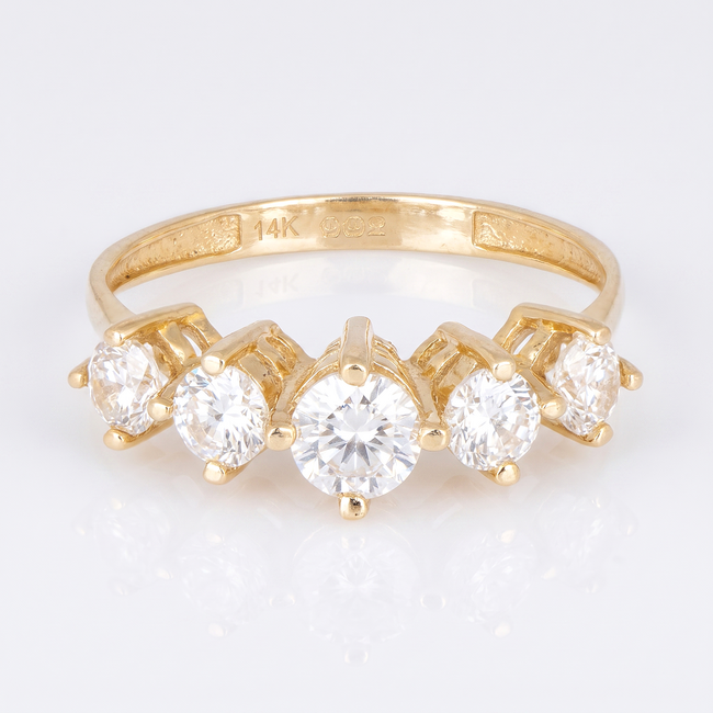 Gouden trinity ring met fonkelende zirkonia