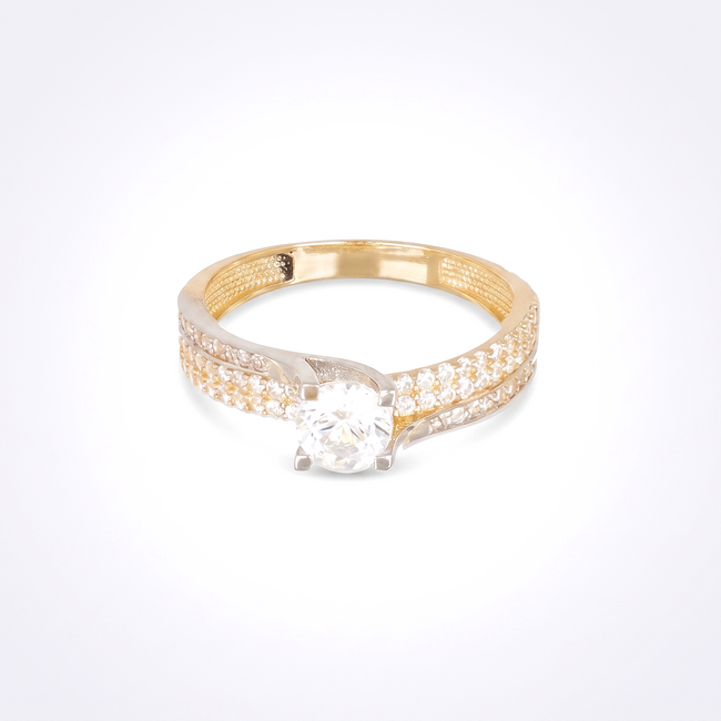 Gouden ring met dubbele pavé band