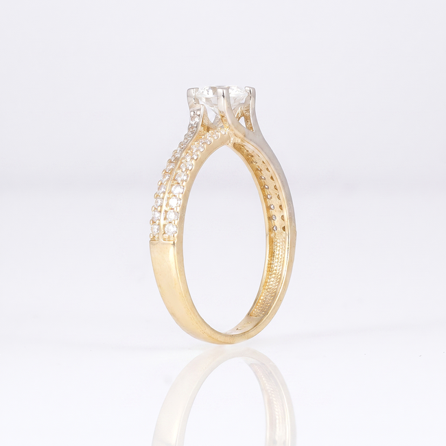 Gouden ring met dubbele pavé band