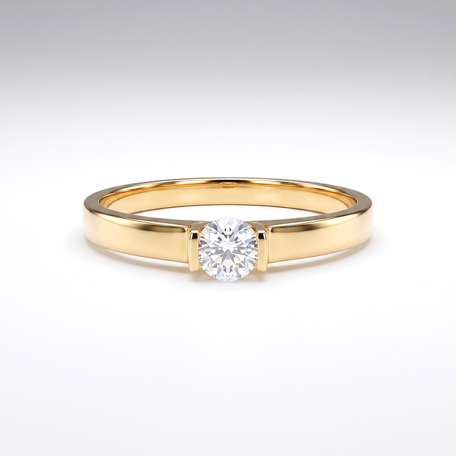 Gouden solitaire ring met zirkonia