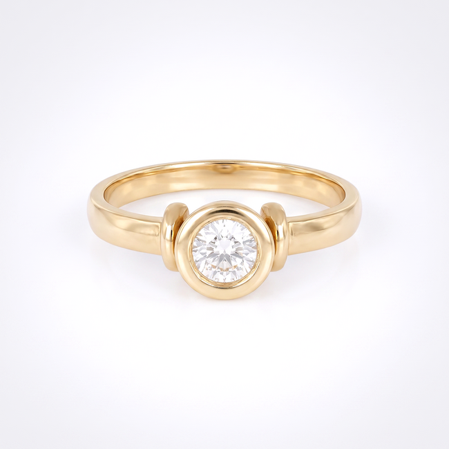 Smalle gouden Ring met Ronde Solitaire Zirkonia