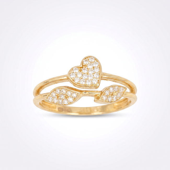 Gouden hartjes ring met fonkelende zirkonia