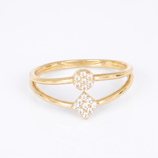 Gouden open ring met pavé zirkonia details