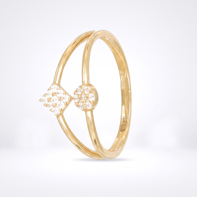 Gouden open ring met pavé zirkonia details