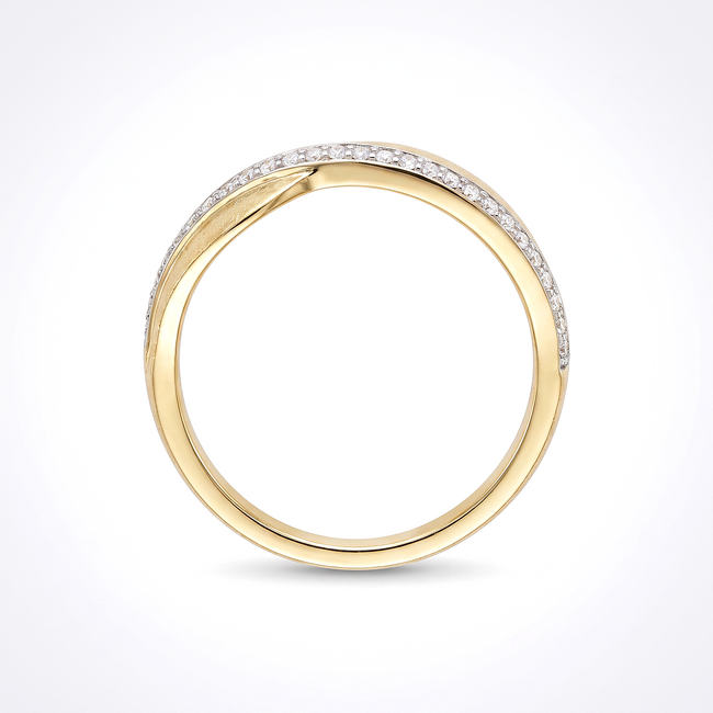 Moderne Gouden Ring met Pavé Zirkonia Detail
