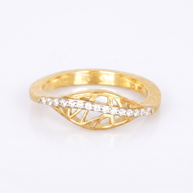Elegante gouden Opengewerkte Ring met Zirkonia