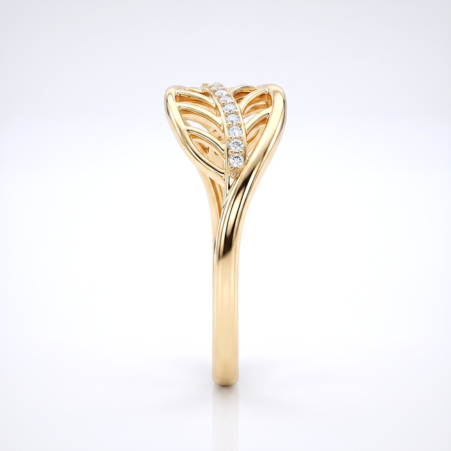 Elegante gouden Opengewerkte Ring met Zirkonia
