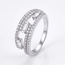 Dubbele gouden Ring met Baguette en Pavé Zirkonia