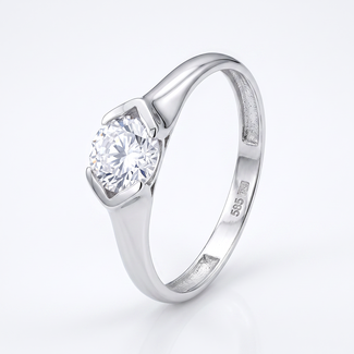 Elegante Solitaire Ring Witgoudkleur