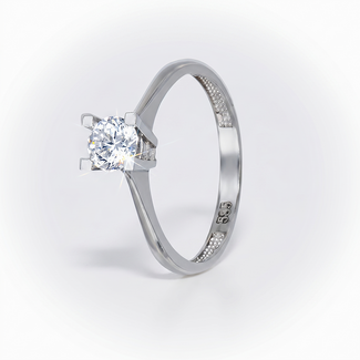 Klassieke Solitaire Ring Witgoud