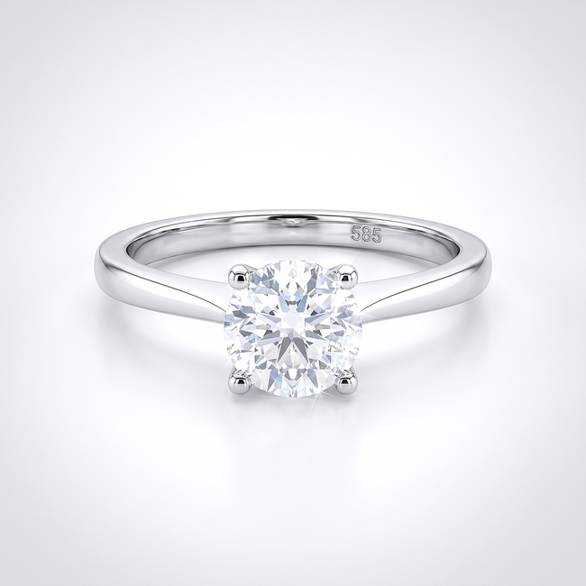 Witgouden Ring met Grote Zirkonia Steen