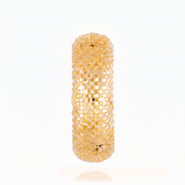 14k brede gouden ring met honingraat structuur