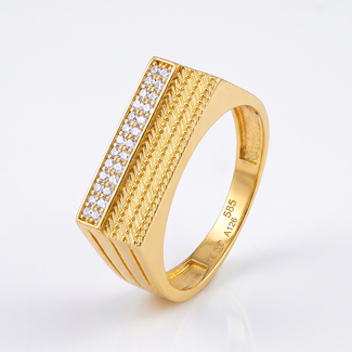 Gouden zegelring met zirkonia