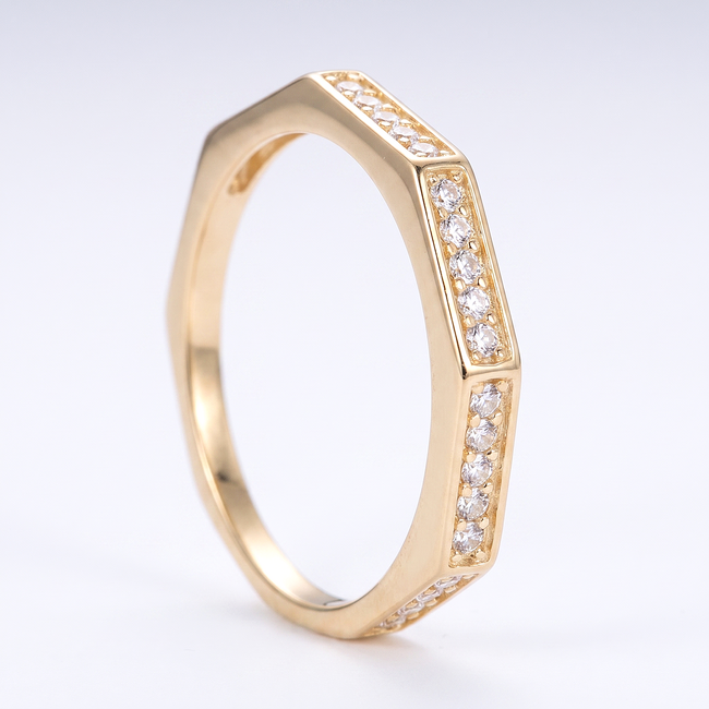 Gouden Ring met Geometrisch Design en Zirkonia