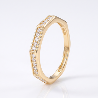 Geometrische Gouden Ring met Zirkonia