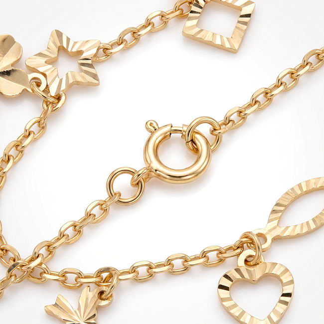 18 karaat geelgouden bedelarmband met bedels