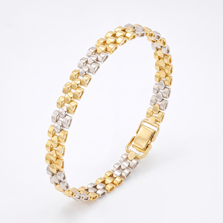 Bicolor Gouden Schakelarmband