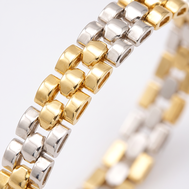 18k Bicolor Armband met Geometrische Schakels
