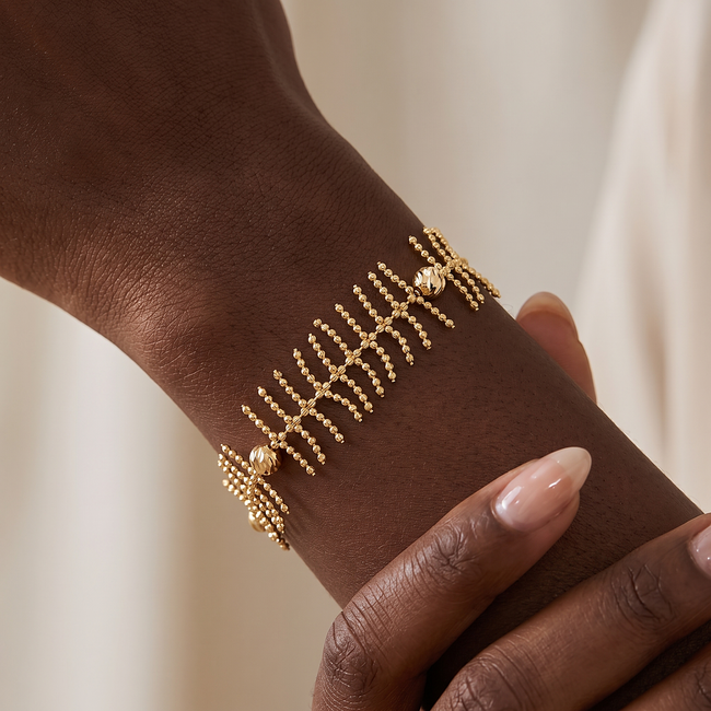18k Gouden Armband met Bolletjes en Takjes
