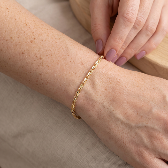 18k Gouden Armband met Platte Ovale Schakels