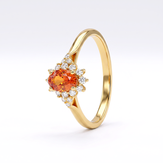 Oranje saffier ring goud met diamanten