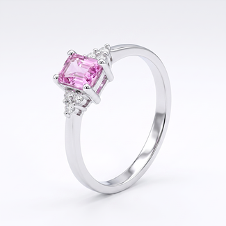Roze saffier ring witgoud met diamant