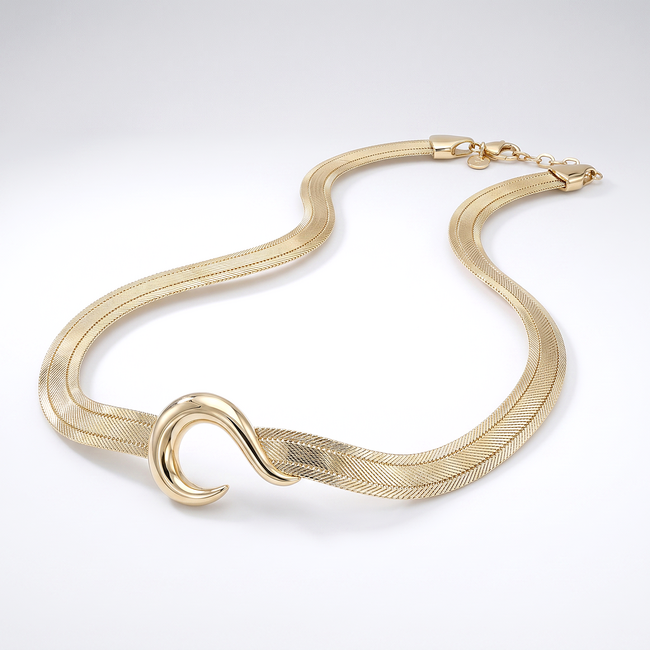 14 karaat Hasır ketting met curve sluiting
