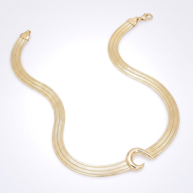 14 karaat Hasır ketting met curve sluiting