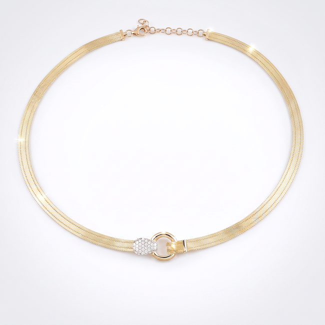 14 karaat Hasır ketting met pavé middenstuk