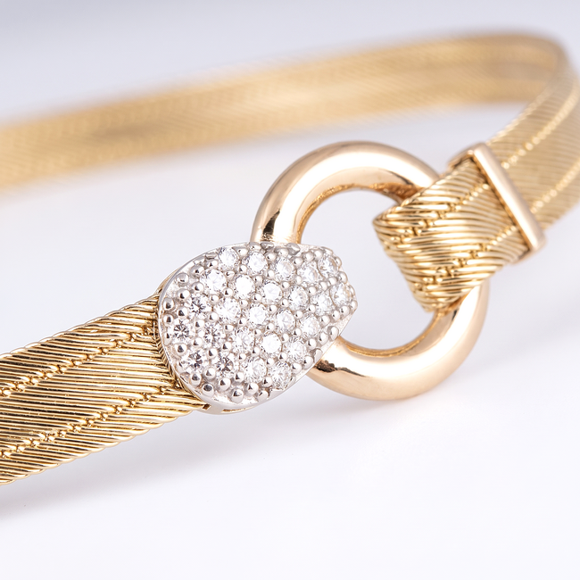 14 karaat Hasır ketting met pavé middenstuk