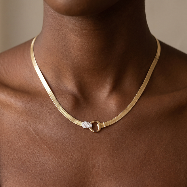 14 karaat Hasır ketting met pavé middenstuk