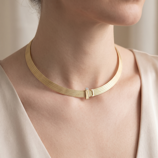 14 karaat Hasır choker collier met diamant