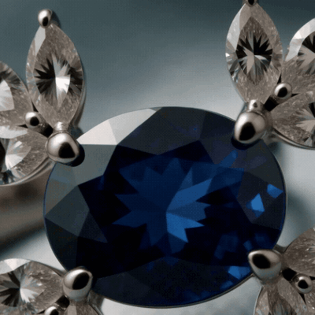 Witgouden statement ring 14 karaat met blauwe saffier 3.35 ct