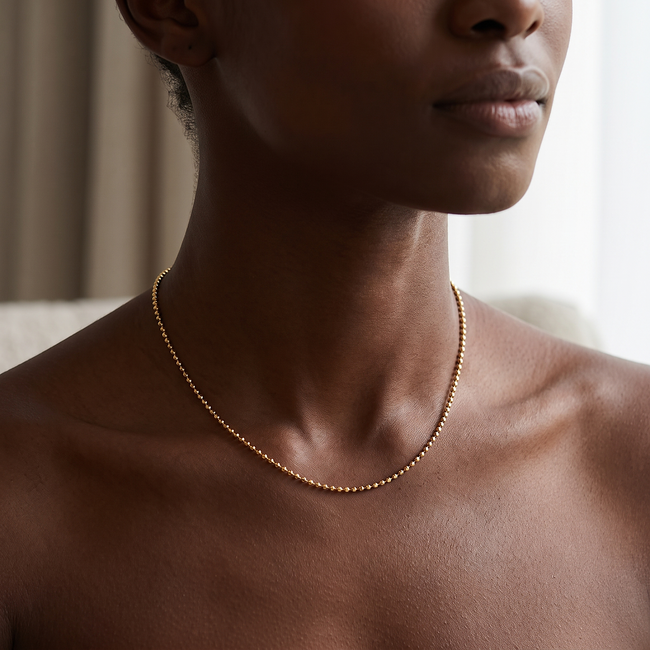 Fijne 18 Karaat Geelgouden Bolletjesketting
