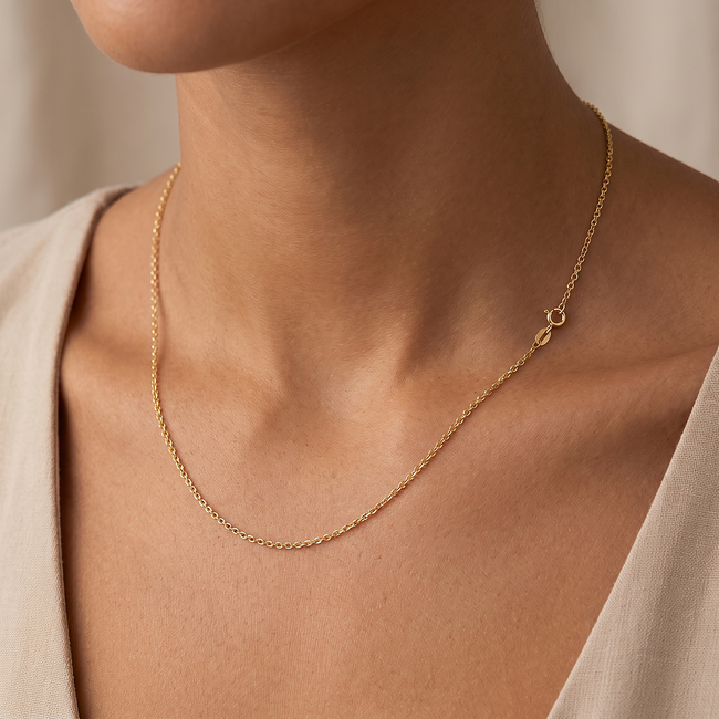Fijne 18 karaat geelgouden schakelketting 54,5 cm