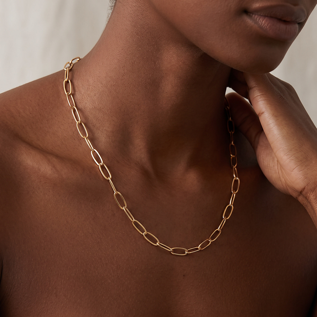 18 Karaat Gouden Luxe Ovale Schakel Ketting