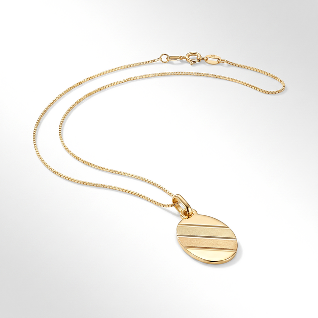 18k Gouden Ketting met Ovale Hanger en Design