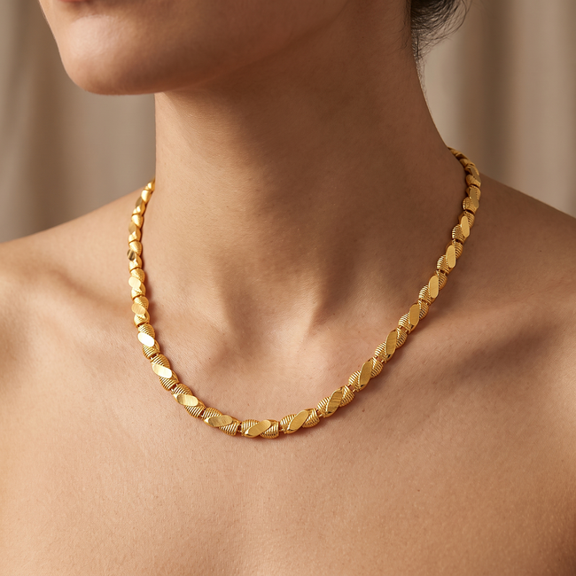 22k roodgouden fantasie ketting 47 cm