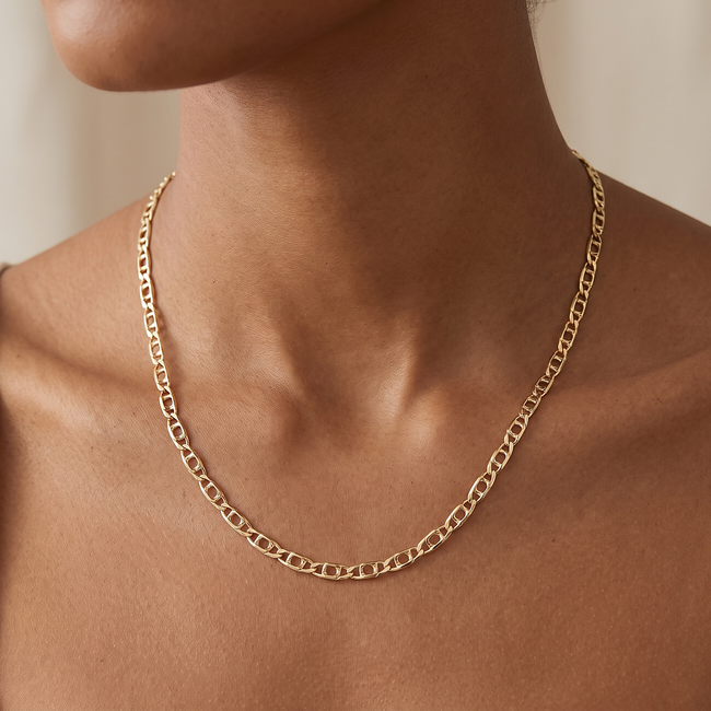 14k geelgouden mariner ketting 55 cm