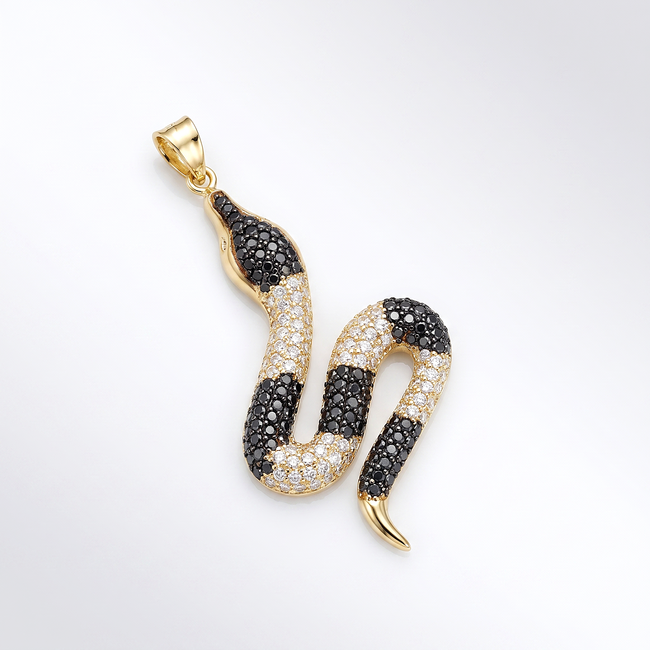 14k gouden slang hanger met zirkonia
