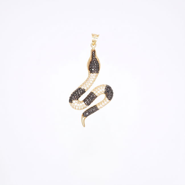 14k gouden slang hanger met zirkonia