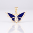 14k gouden vlinder hanger met blauwe emaille