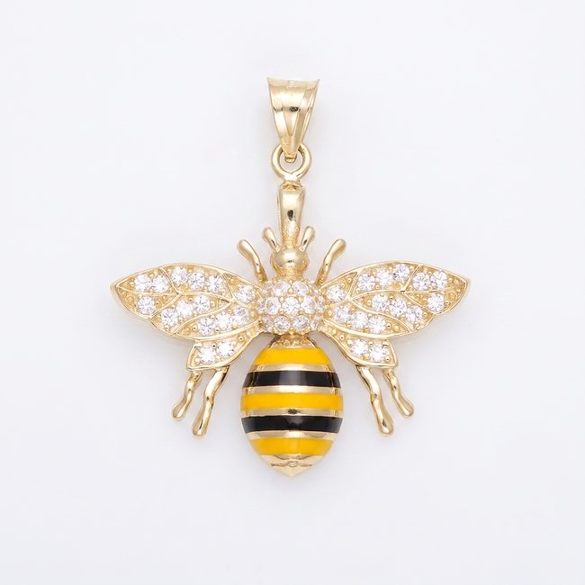 14 karaat gouden bij hanger met zirkonia