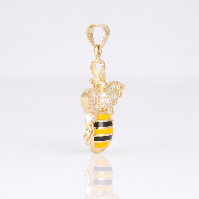 14 karaat gouden bij hanger met zirkonia